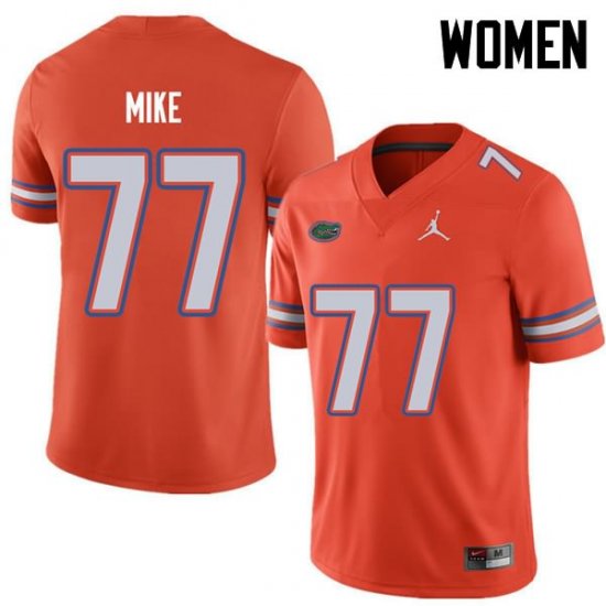 Women's Florida Gators #77 Andrew Mike NCAA Jordan Brand Orange Authentic Stitched College Football Jersey DVS0562JG